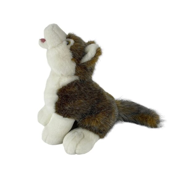 Cascade Toy Timber Wolf Plush 12" Howling Brown Husky Dog Yellow Eyes Realistic - Picture 1 of 8